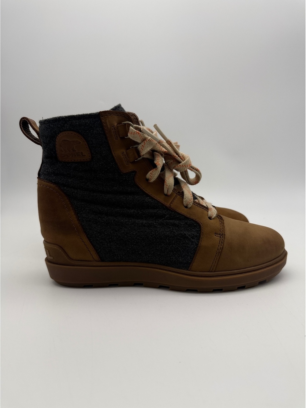 Sorel Evie II NW Lace Womens Tan Wedge Bootie Waterproof Size 9